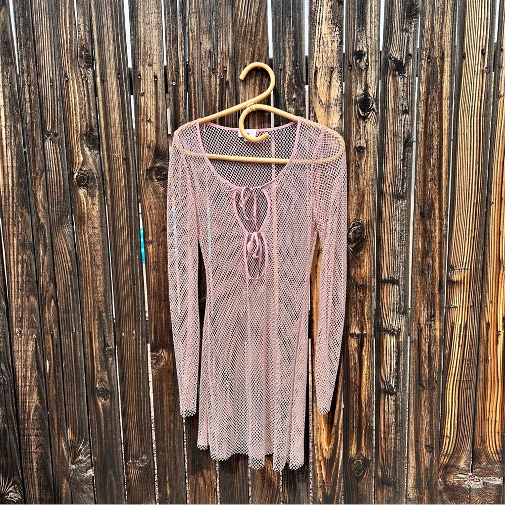 Bibiana Liquid Shine Mini Dress in Iridescent Pink
LPA